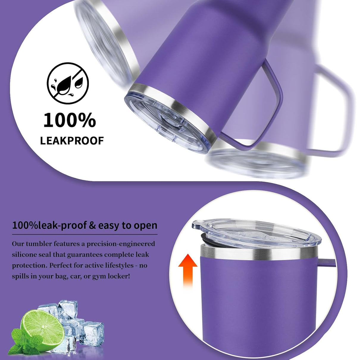 20oz Insulated Tumbler with Handle Stainless Steel Travel Coffee Mug with Lid and Straw Double Wall Vacuum Leak-proof Reusable Thermal Water Cup for Hot and Cold Drinks (Yellow)