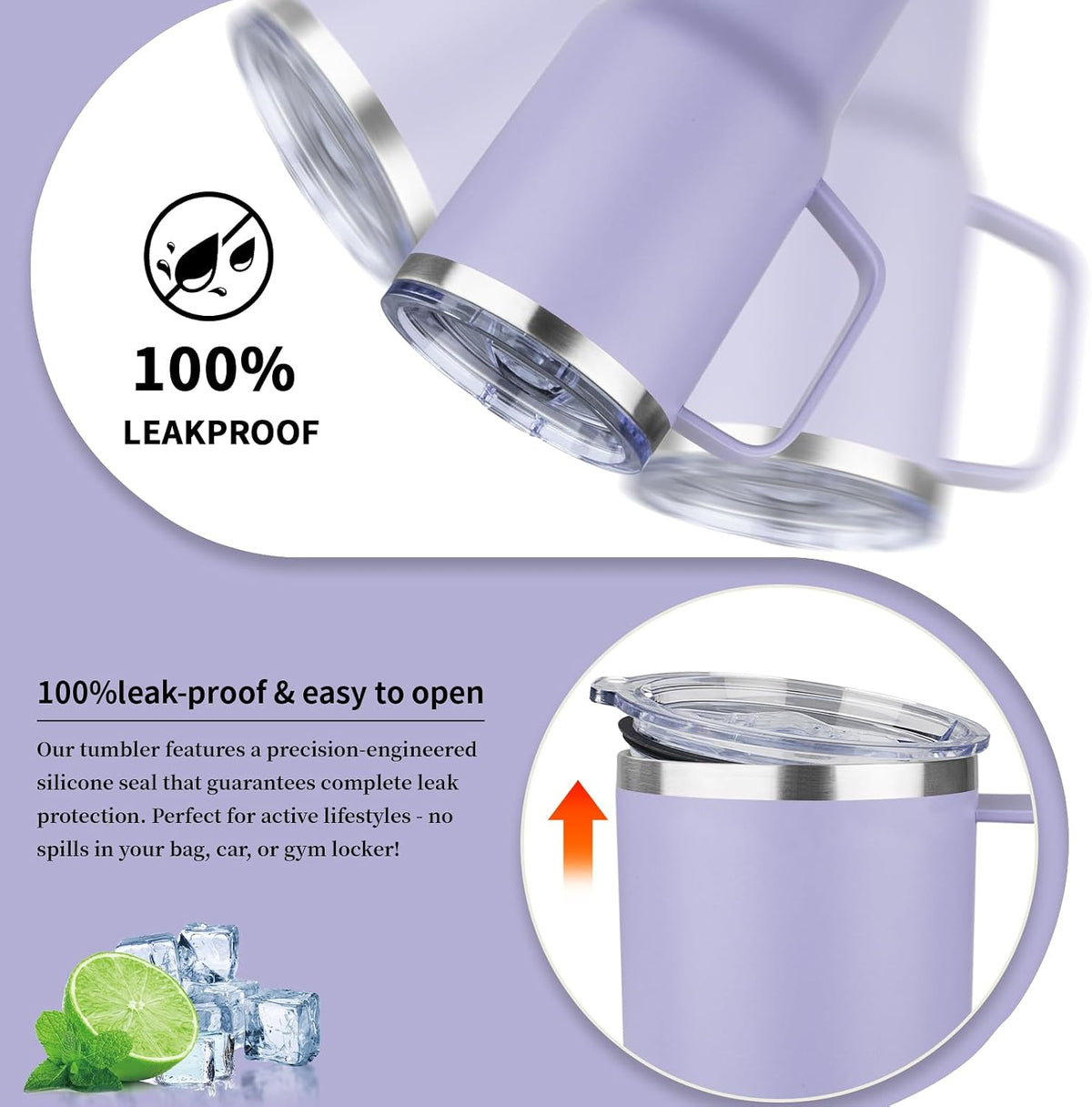 20oz Insulated Tumbler with Handle Stainless Steel Travel Coffee Mug with Lid and Straw Double Wall Vacuum Leak-proof Reusable Thermal Water Cup for Hot and Cold Drinks (Yellow)