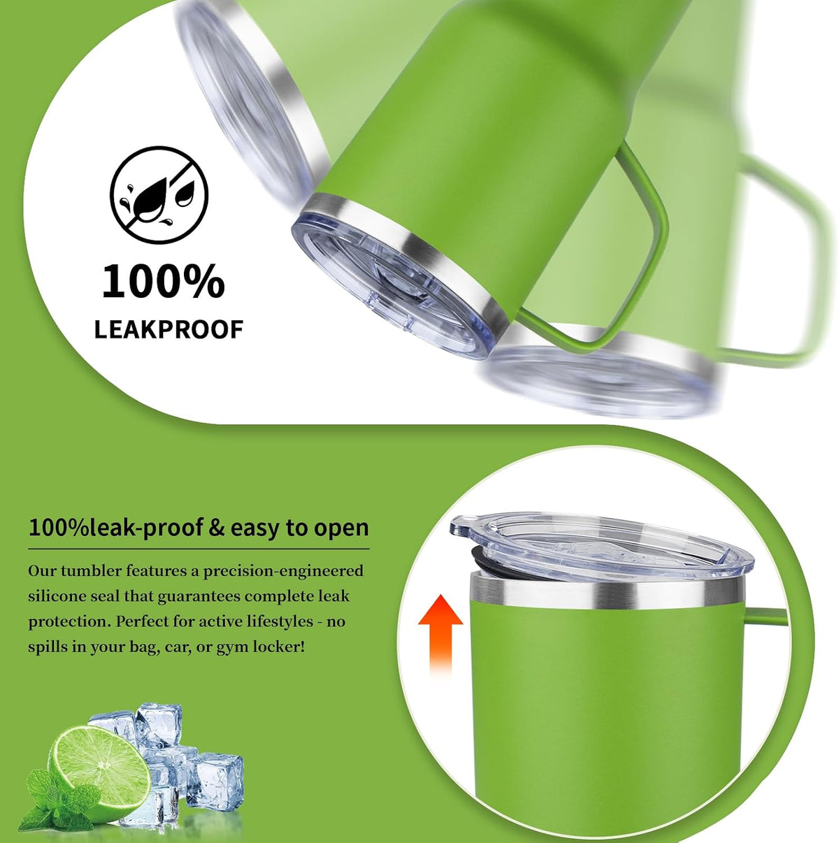 20oz Insulated Tumbler with Handle Stainless Steel Travel Coffee Mug with Lid and Straw Double Wall Vacuum Leak-proof Reusable Thermal Water Cup for Hot and Cold Drinks (Yellow)