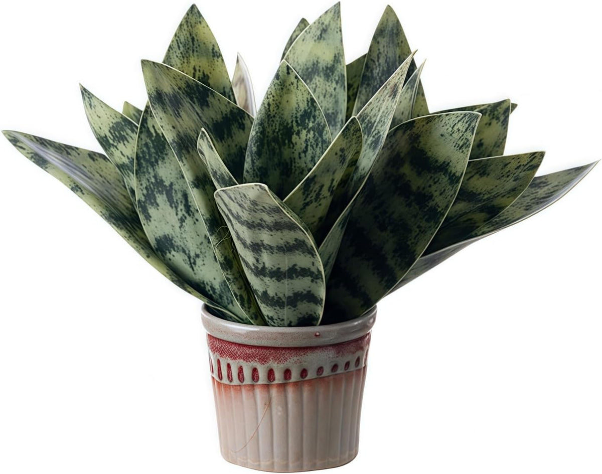 4 Pcs Artificial Snake Plants,Faux Snake Plant 7.48" Tropical Fake Plants Mini Tongue Plant for Home, Office & Garden Décor,Without Vase (Greenish-Yellow)