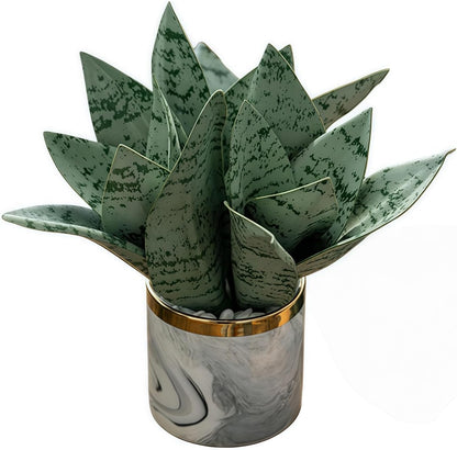 4 Pcs Artificial Snake Plants,Faux Snake Plant 7.48" Tropical Fake Plants Mini Tongue Plant for Home, Office & Garden Décor,Without Vase (Greenish-Yellow)
