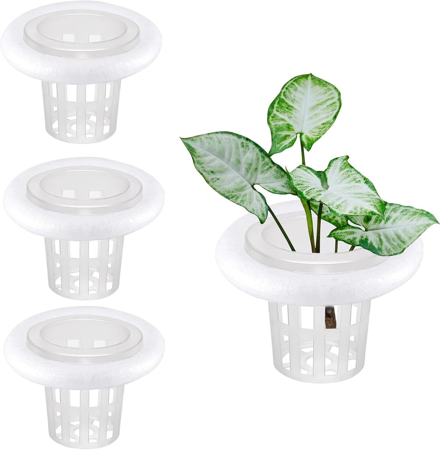 4 PCS Floating Aquarium Plant Holder, Plastic Fish Tank Basket with Foam Rings, Aquatic Pot for Fish Tank Aquaponic Plant Cultivation and Aquascape Decorations