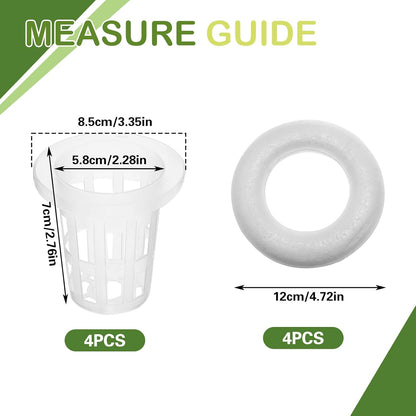 4 PCS Floating Aquarium Plant Holder, Plastic Fish Tank Basket with Foam Rings, Aquatic Pot for Fish Tank Aquaponic Plant Cultivation and Aquascape Decorations