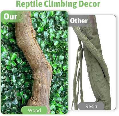 Reptile Climbing Decor 2 Pack Thick Wood Branches Snake Habitat Decorations Terrarium Wooden Tree Trunk Ornament for Bearded Dragon Lizard Snake Geckos Chameleon Frog