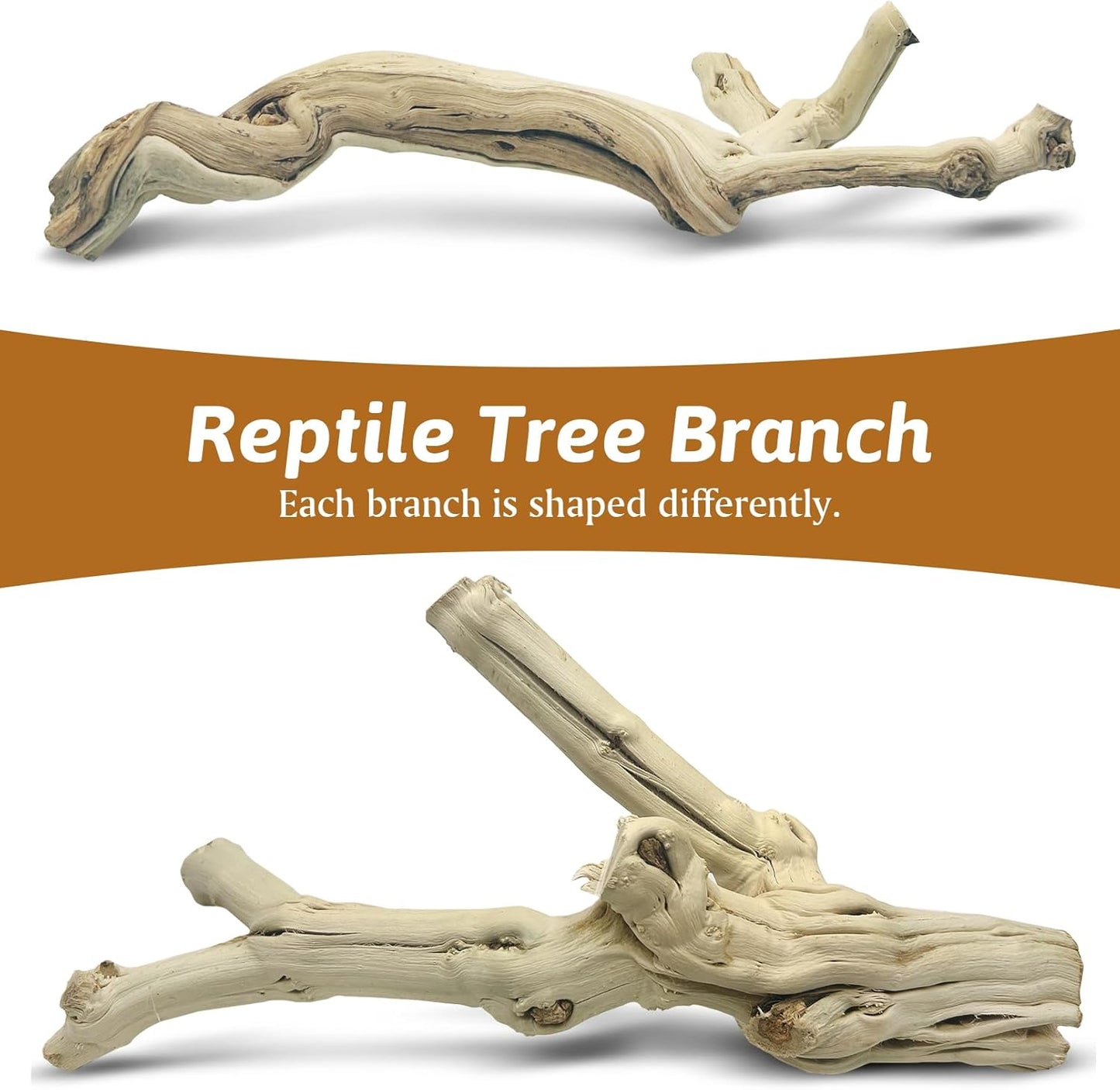 Reptile Climbing Decor 2 Pack Thick Wood Branches Snake Habitat Decorations Terrarium Wooden Tree Trunk Ornament for Bearded Dragon Lizard Snake Geckos Chameleon Frog