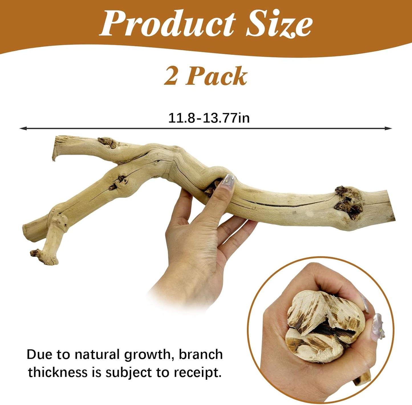 Reptile Climbing Decor 2 Pack Thick Wood Branches Snake Habitat Decorations Terrarium Wooden Tree Trunk Ornament for Bearded Dragon Lizard Snake Geckos Chameleon Frog