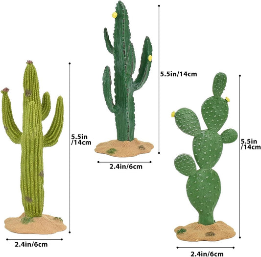 3pcs Green Simulated Cactus Artificial Sand Decoration - Decorative Fake Cactus Plant Table Decoration