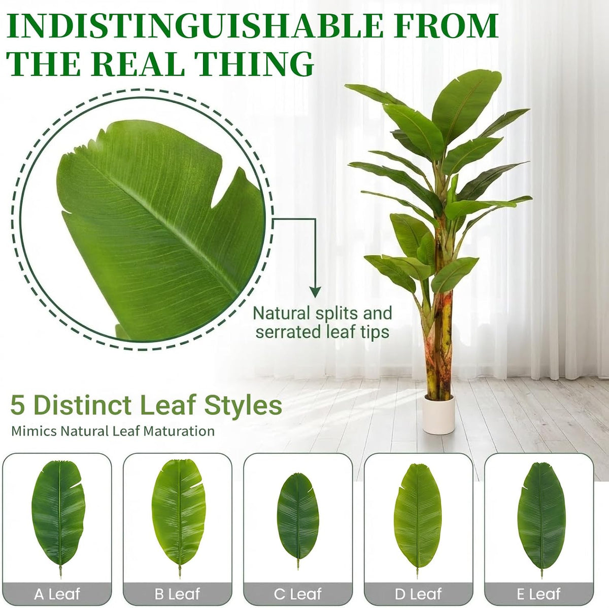 7FT Artificial Banana Tree Luxury Faux Banana Plant Fake Tree for Living Room Decor Extra Large Tropical Tree Indoor Floor Plant Home Modern Office Greenery Big Tall Fake Plants Corner Decor