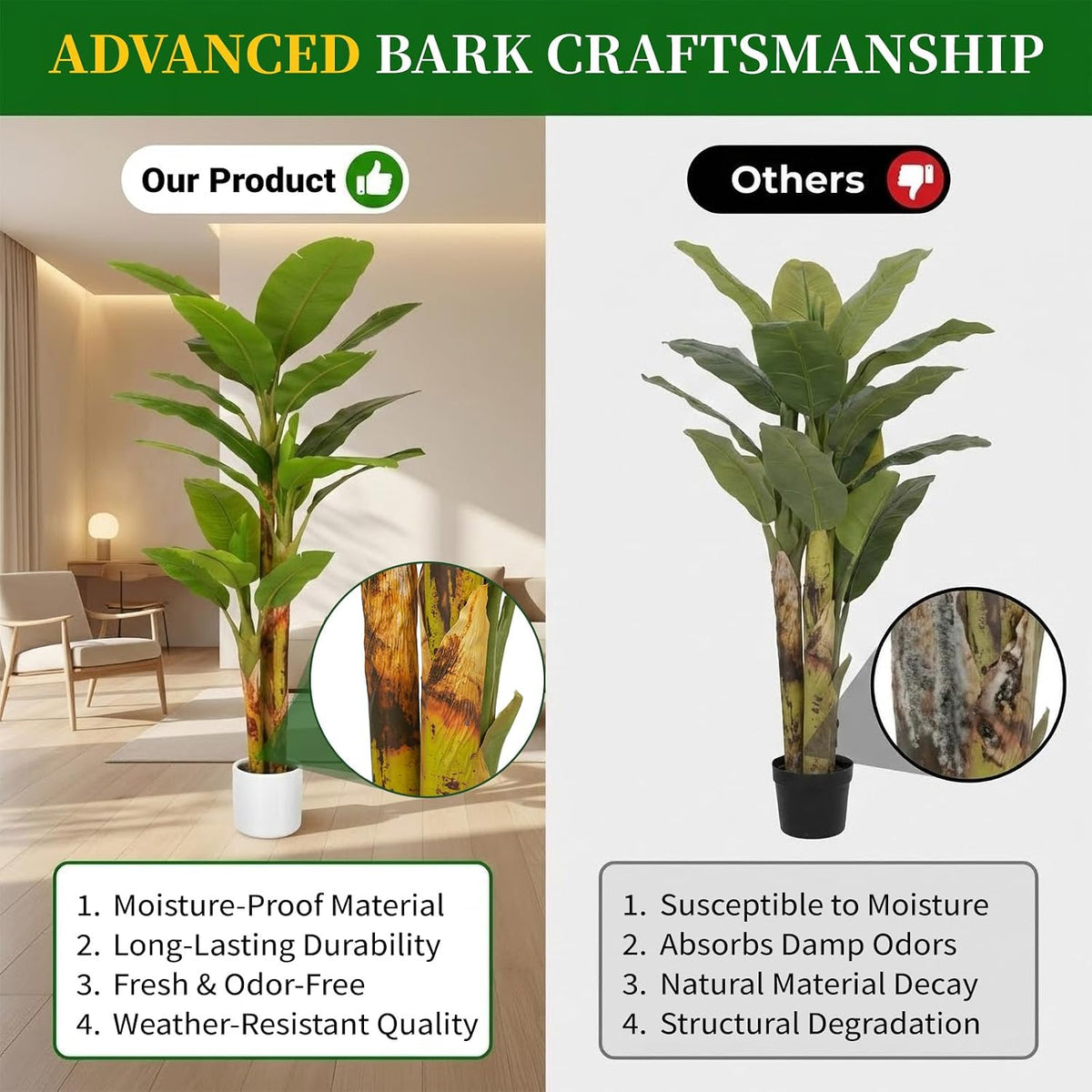 7FT Artificial Banana Tree Luxury Faux Banana Plant Fake Tree for Living Room Decor Extra Large Tropical Tree Indoor Floor Plant Home Modern Office Greenery Big Tall Fake Plants Corner Decor