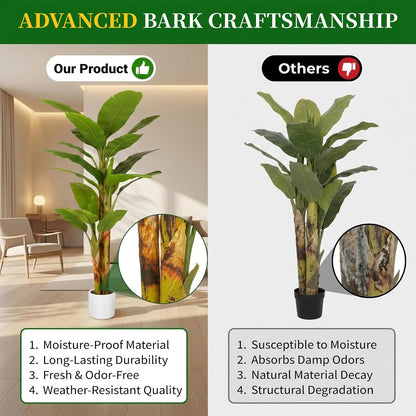 7FT Artificial Banana Tree Luxury Faux Banana Plant Fake Tree for Living Room Decor Extra Large Tropical Tree Indoor Floor Plant Home Modern Office Greenery Big Tall Fake Plants Corner Decor