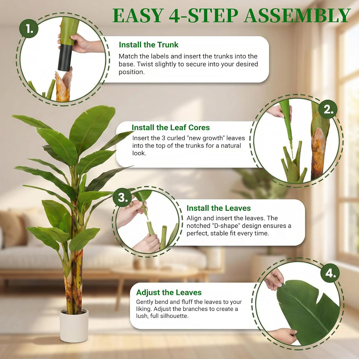 7FT Artificial Banana Tree Luxury Faux Banana Plant Fake Tree for Living Room Decor Extra Large Tropical Tree Indoor Floor Plant Home Modern Office Greenery Big Tall Fake Plants Corner Decor