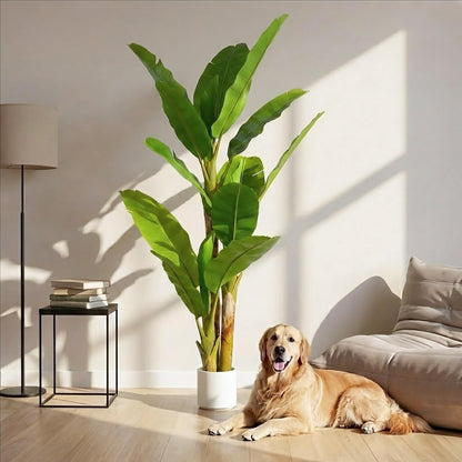 7FT Artificial Banana Tree Luxury Faux Banana Plant Fake Tree for Living Room Decor Extra Large Tropical Tree Indoor Floor Plant Home Modern Office Greenery Big Tall Fake Plants Corner Decor