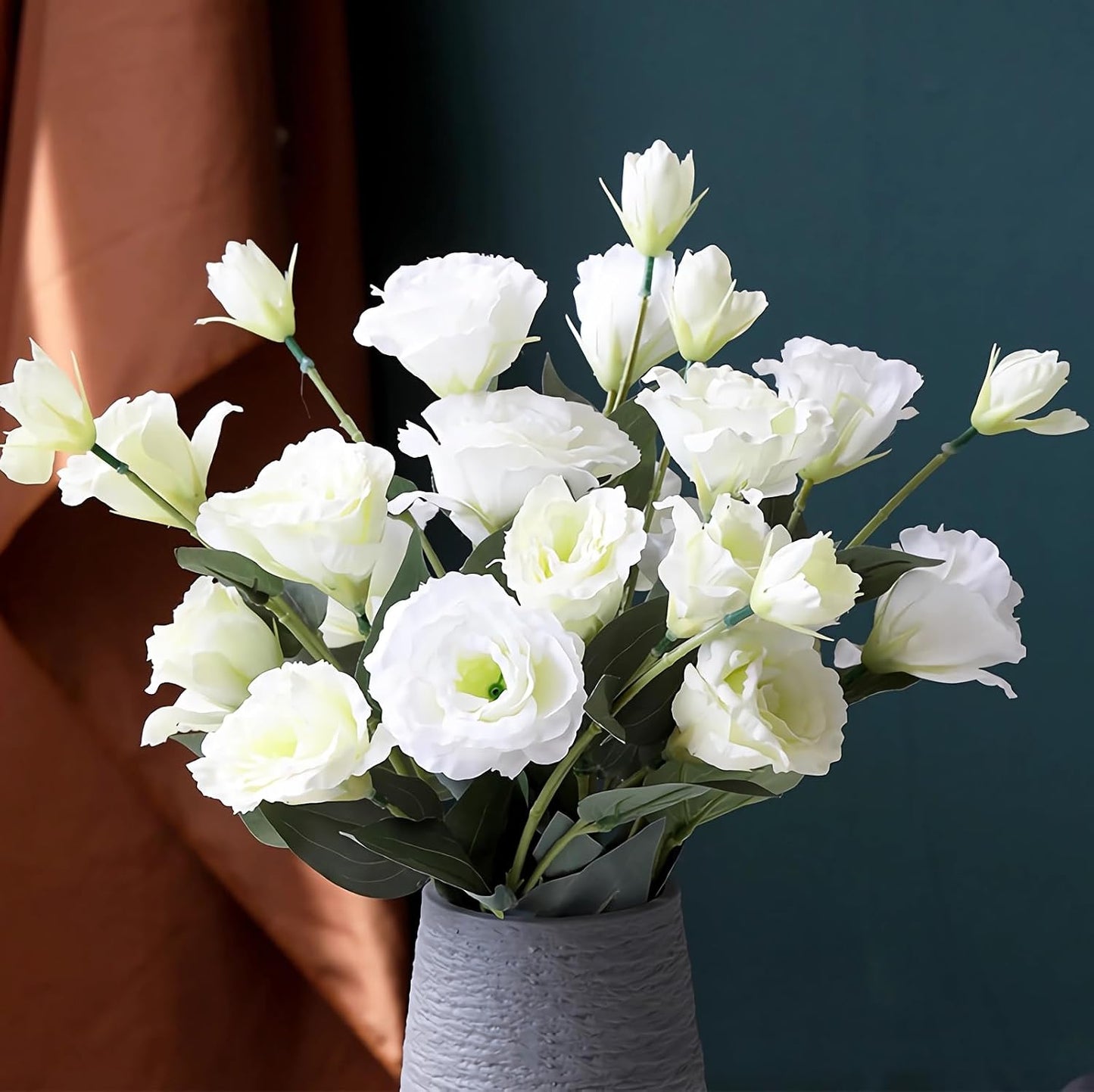 6pcs Artificial Lisianthus Flowers 27.5" Fake Silk Eustoma Lisianthus Stems for Vase Bouquets Home Office Wedding Decor.