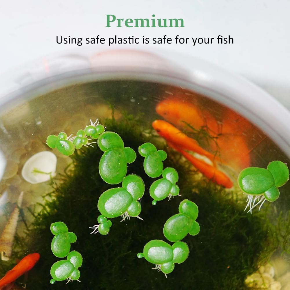 90PCS 3 Sizes Artificial Floating Duckweed Plastic Aquarium Floating Plant Artificial Floatings Plants Fish Tank Plant Simulation Floatings Plants for Fish Tank Aquariums