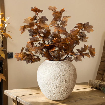 4 Pcs Artificial Maple Leaves Branches 27.6 Inch Fall Fake Leaves Stems Burnt Orange Silk Dry Autumn Leaf Bushes for Thanksgiving Autumn Fall Home Vase Decor Table Centerpieces