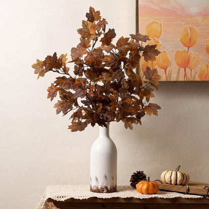 4 Pcs Artificial Maple Leaves Branches 27.6 Inch Fall Fake Leaves Stems Burnt Orange Silk Dry Autumn Leaf Bushes for Thanksgiving Autumn Fall Home Vase Decor Table Centerpieces