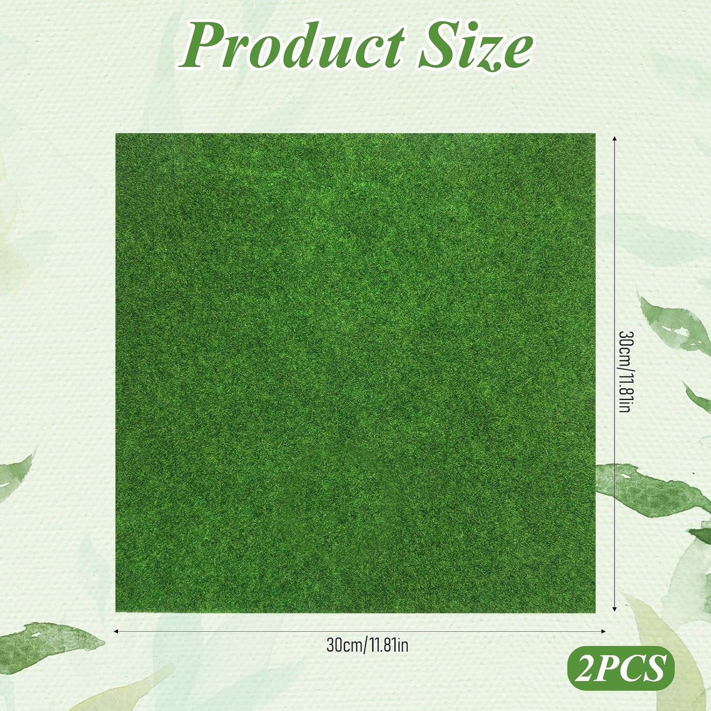 2 Pcs 12x12 Inches Fake Grass for Crafts Artificial Grass Mat Grasses Squares Placemats Artificial Grasses Turf Patch Tiles DIY Mini Garden Decor for Tabletop Decorations DIY Decoration(Green)