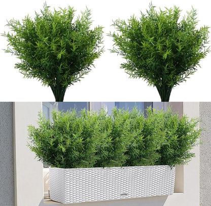 16 Bundles Artificial Greenery Shrubs No Fade Fake Rosemary Grass Plants Outdoor UV Resistant Hanging Plants Home Kitchen Indoor Wedding Garden Patio Farmhouse Decor (16, A)