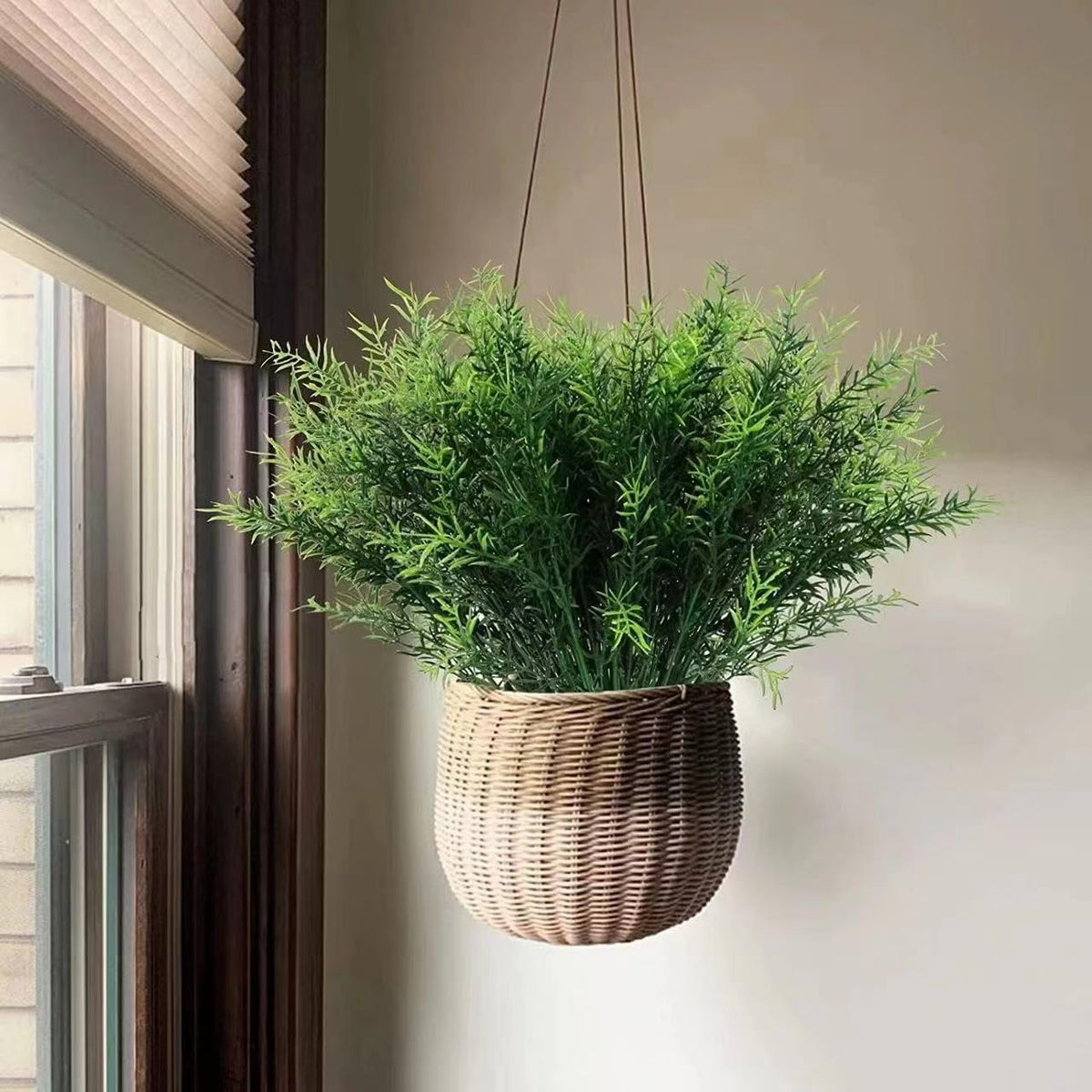 16 Bundles Artificial Greenery Shrubs No Fade Fake Rosemary Grass Plants Outdoor UV Resistant Hanging Plants Home Kitchen Indoor Wedding Garden Patio Farmhouse Decor (16, A)