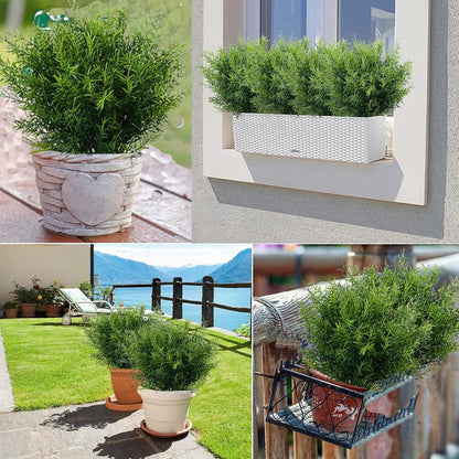16 Bundles Artificial Greenery Shrubs No Fade Fake Rosemary Grass Plants Outdoor UV Resistant Hanging Plants Home Kitchen Indoor Wedding Garden Patio Farmhouse Decor (16, A)