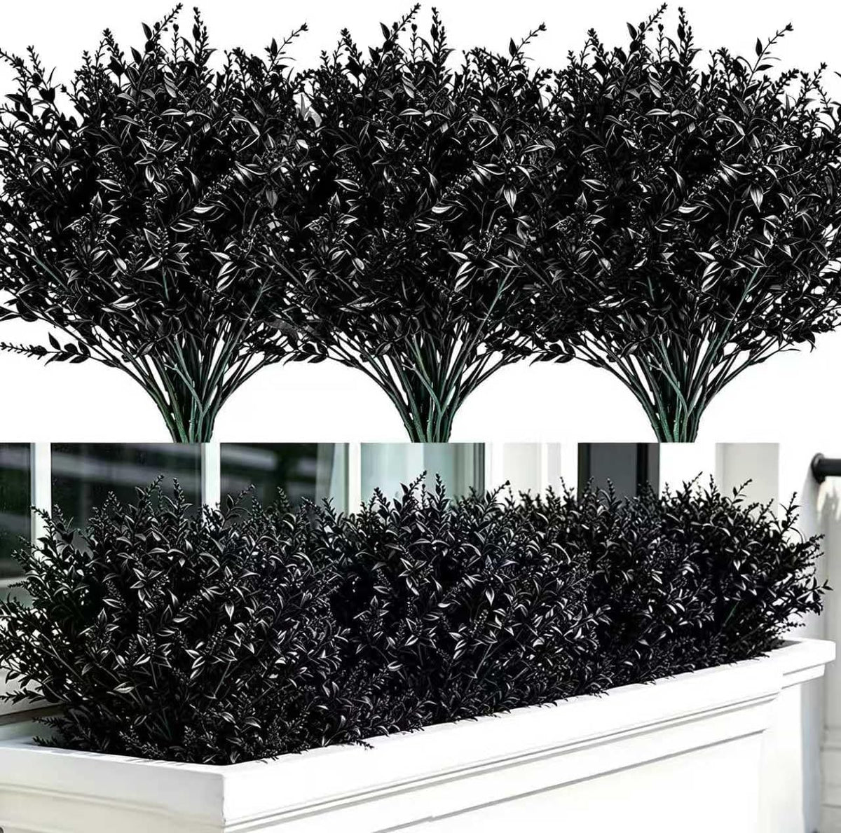 16 Bundles Artificial Greenery Shrubs No Fade Fake Rosemary Grass Plants Outdoor UV Resistant Hanging Plants Home Kitchen Indoor Wedding Garden Patio Farmhouse Decor (16, A)