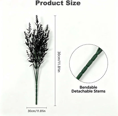 16 Bundles Artificial Greenery Shrubs No Fade Fake Rosemary Grass Plants Outdoor UV Resistant Hanging Plants Home Kitchen Indoor Wedding Garden Patio Farmhouse Decor (16, A)