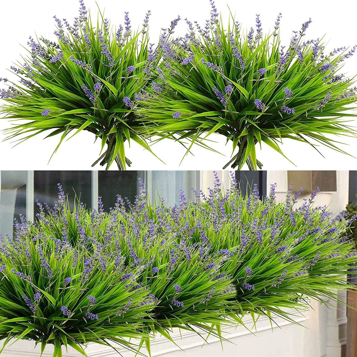 16 Bundles Artificial Greenery Shrubs No Fade Fake Rosemary Grass Plants Outdoor UV Resistant Hanging Plants Home Kitchen Indoor Wedding Garden Patio Farmhouse Decor (16, A)