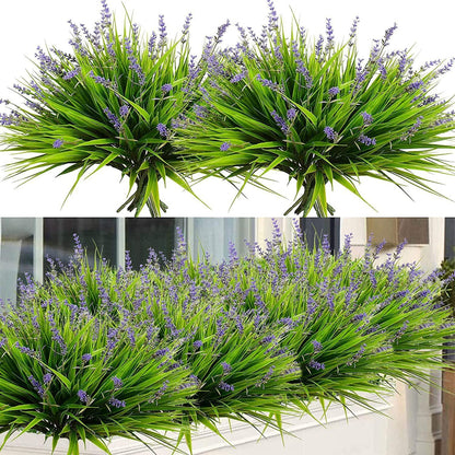 16 Bundles Artificial Greenery Shrubs No Fade Fake Rosemary Grass Plants Outdoor UV Resistant Hanging Plants Home Kitchen Indoor Wedding Garden Patio Farmhouse Decor (16, A)