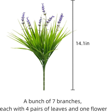 16 Bundles Artificial Greenery Shrubs No Fade Fake Rosemary Grass Plants Outdoor UV Resistant Hanging Plants Home Kitchen Indoor Wedding Garden Patio Farmhouse Decor (16, A)