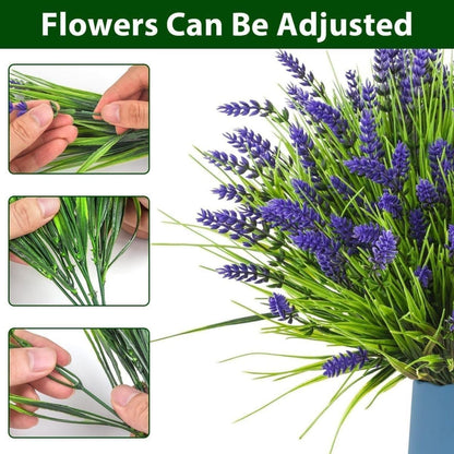 16 Bundles Artificial Greenery Shrubs No Fade Fake Rosemary Grass Plants Outdoor UV Resistant Hanging Plants Home Kitchen Indoor Wedding Garden Patio Farmhouse Decor (16, A)