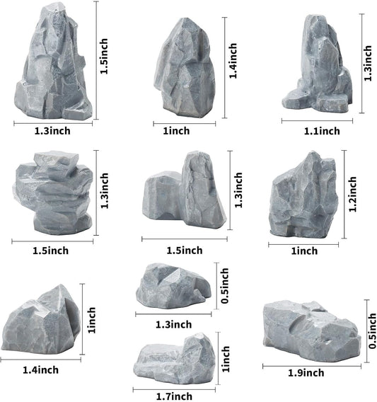 10 Pcs Fake Rocks for Diorama Supplies, Mini Terrain Stones