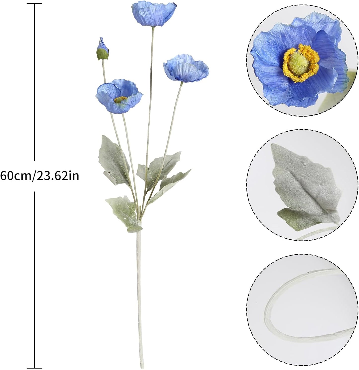 Artificial Poppy Flower,8PCS Faux Pink Poppy Flowers Silk Single Flowers for Wedding Bouquet Party Table Home Decor(Pink)