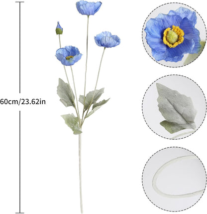 Artificial Poppy Flower,8PCS Faux Pink Poppy Flowers Silk Single Flowers for Wedding Bouquet Party Table Home Decor(Pink)
