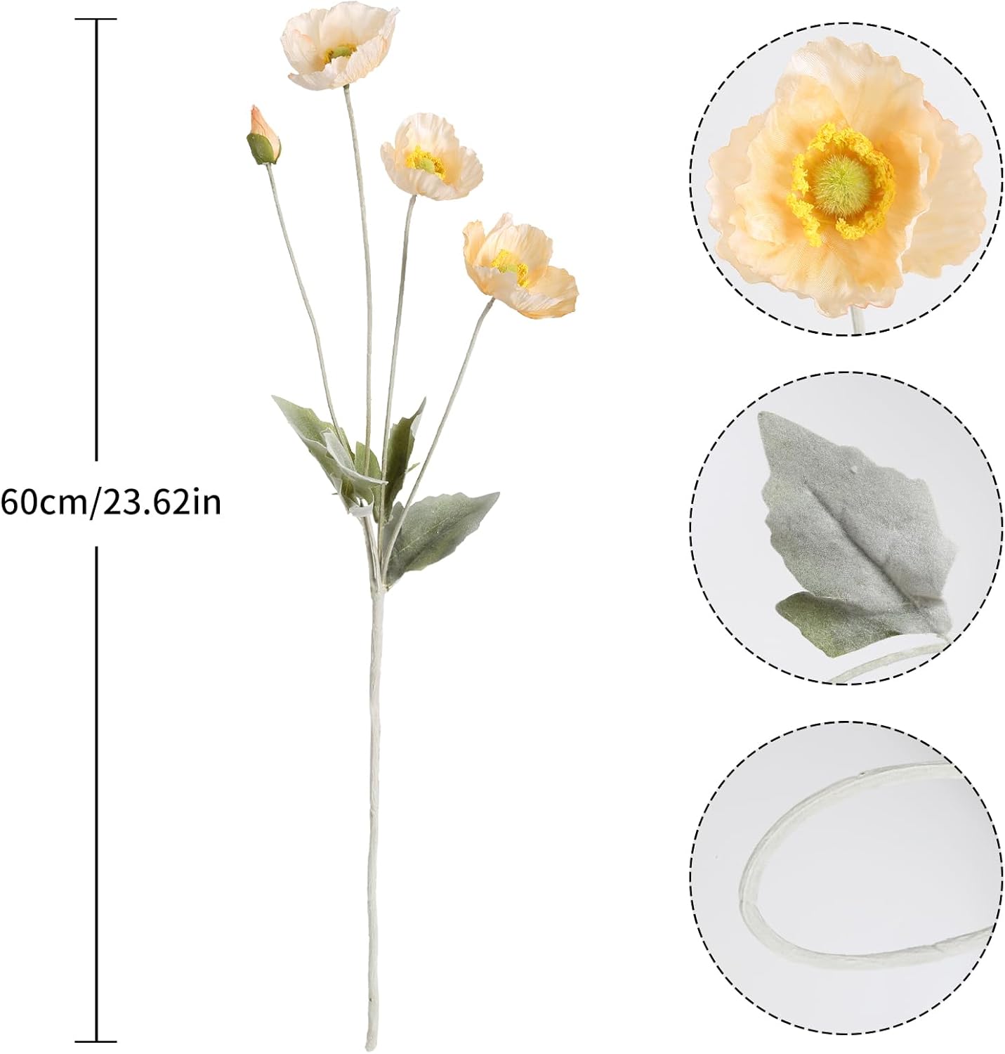 Artificial Poppy Flower,8PCS Faux Pink Poppy Flowers Silk Single Flowers for Wedding Bouquet Party Table Home Decor(Pink)