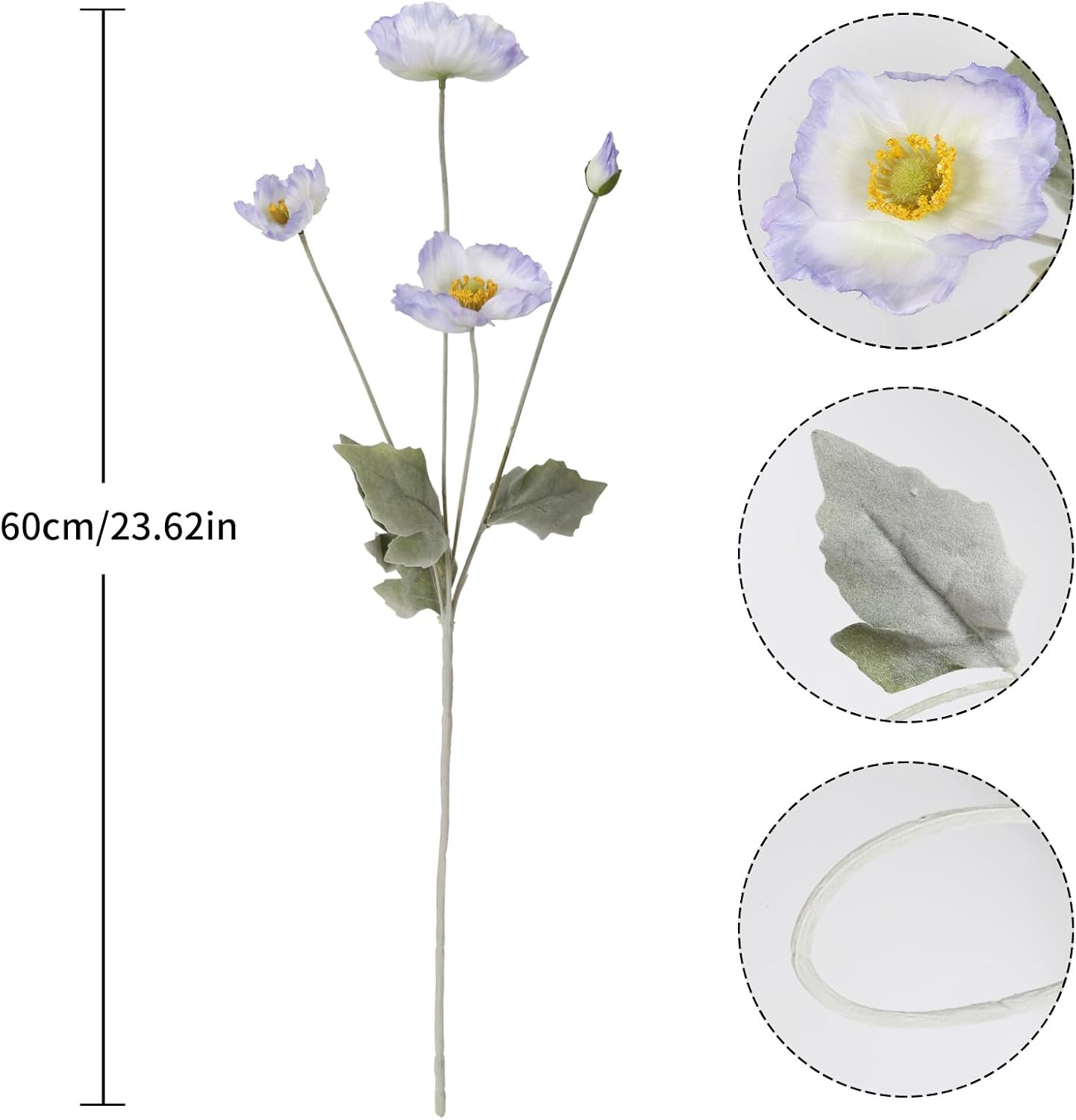 Artificial Poppy Flower,8PCS Faux Pink Poppy Flowers Silk Single Flowers for Wedding Bouquet Party Table Home Decor(Pink)