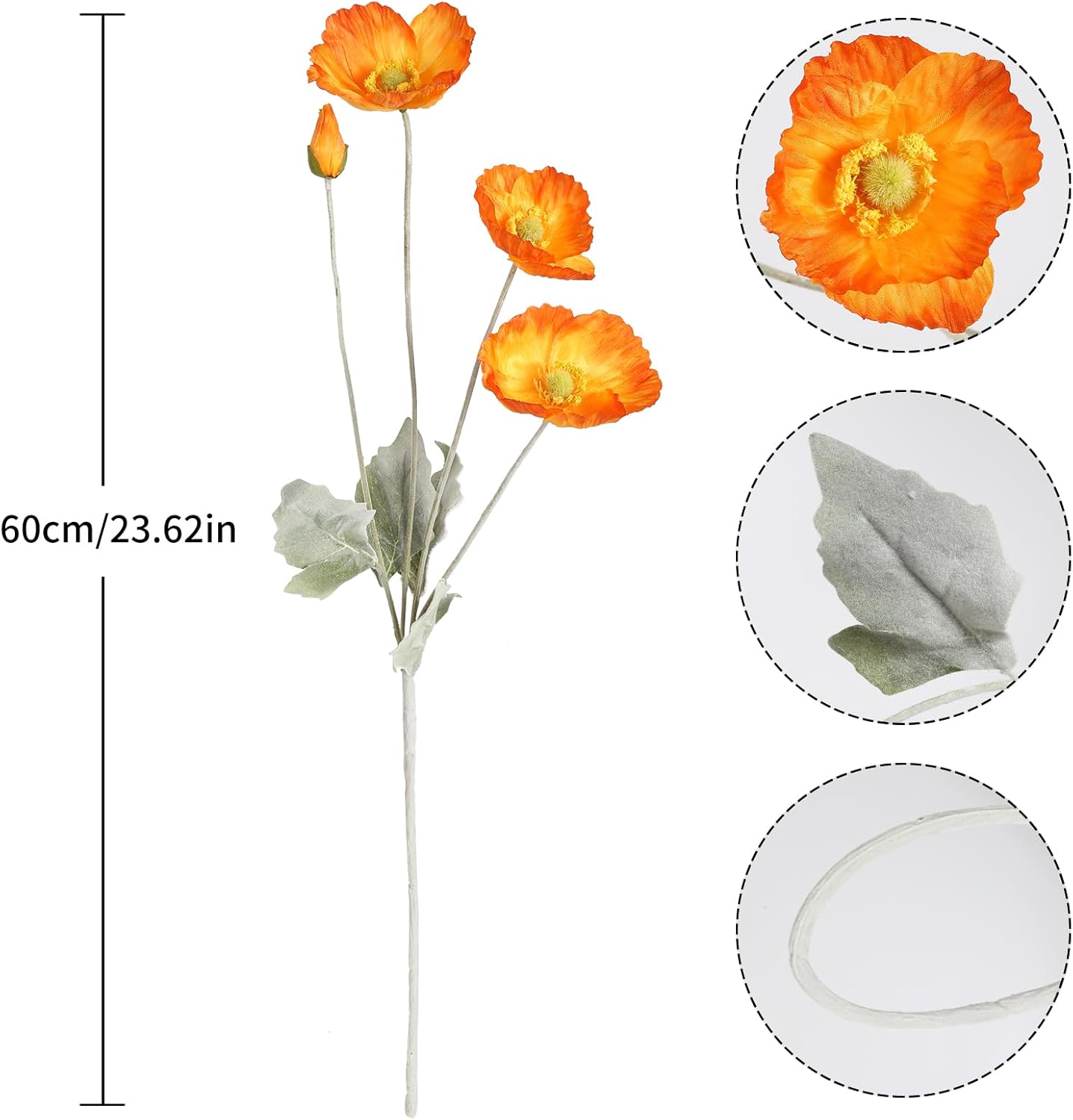 Artificial Poppy Flower,8PCS Faux Pink Poppy Flowers Silk Single Flowers for Wedding Bouquet Party Table Home Decor(Pink)
