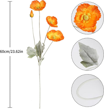 Artificial Poppy Flower,8PCS Faux Pink Poppy Flowers Silk Single Flowers for Wedding Bouquet Party Table Home Decor(Pink)