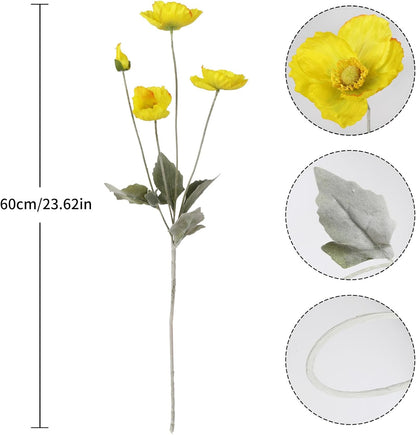 Artificial Poppy Flower,8PCS Faux Pink Poppy Flowers Silk Single Flowers for Wedding Bouquet Party Table Home Decor(Pink)