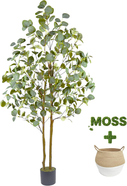 Artificial Fiddle Leaf Fig Tree, 5ft Tall Fake Ficus Lyrata Tree with White Planter, Faux Fig Plant for Indoor Home Office Living Room Décor