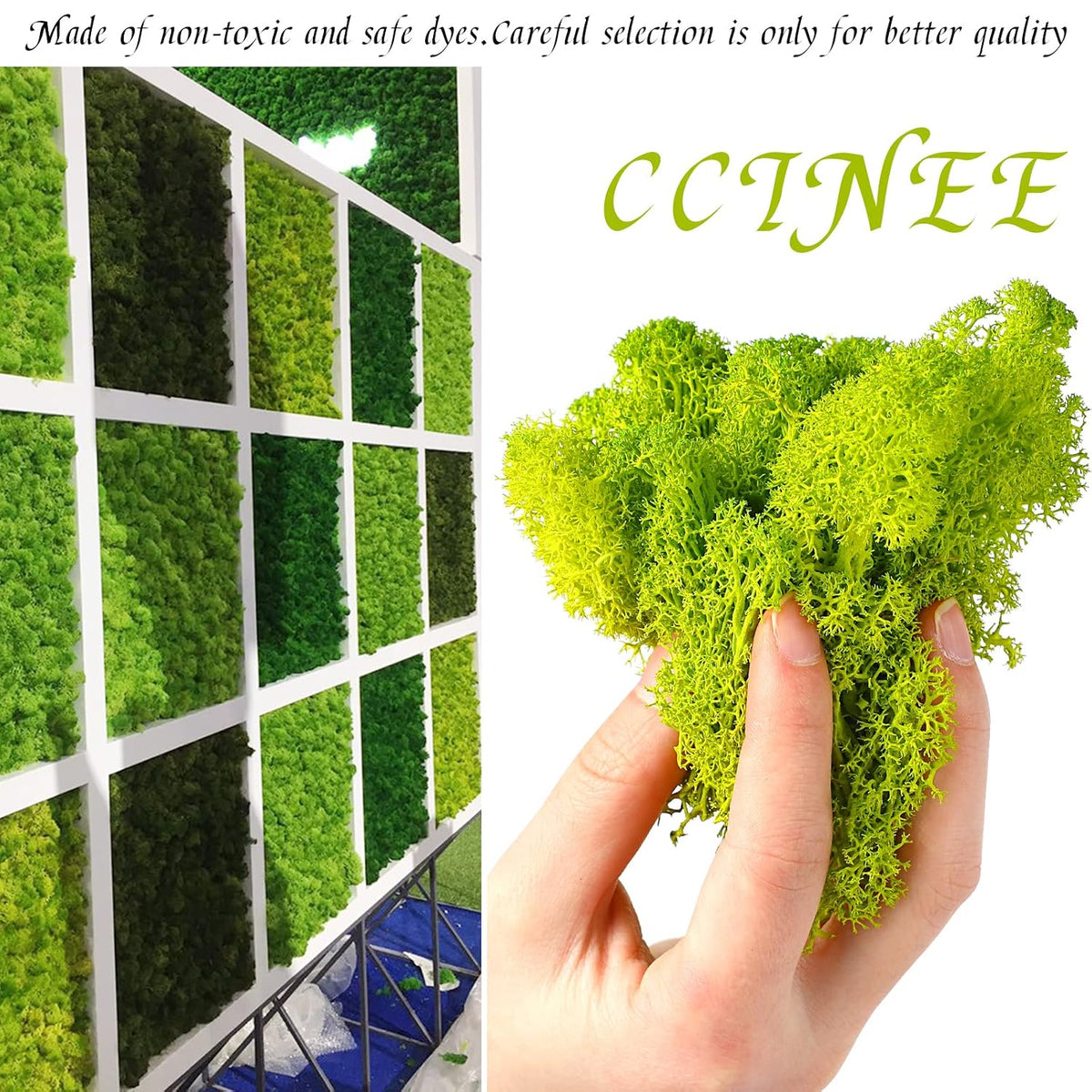 Moss Preserved, 4 OZ Fake Reindeer Moss for Potted Plants for Craft Arts Floral Wall Decor Wedding Centerpieces Fairy Garden Artificial Terrariums Decoration for Christmas(Black)