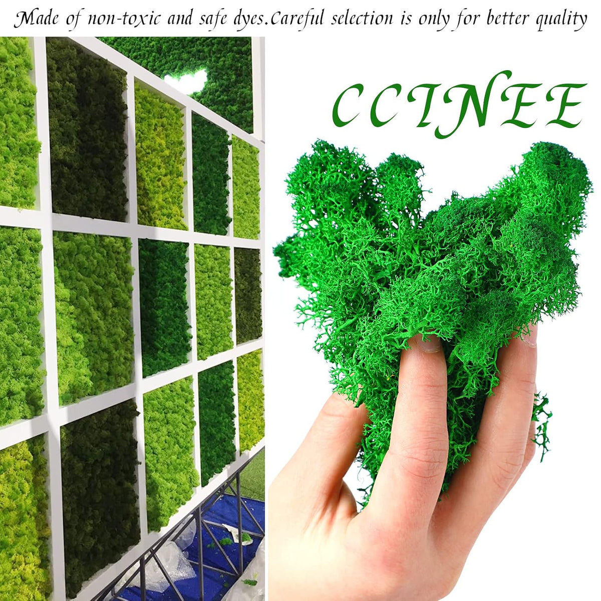 Moss Preserved, 4 OZ Fake Reindeer Moss for Potted Plants for Craft Arts Floral Wall Decor Wedding Centerpieces Fairy Garden Artificial Terrariums Decoration for Christmas(Black)