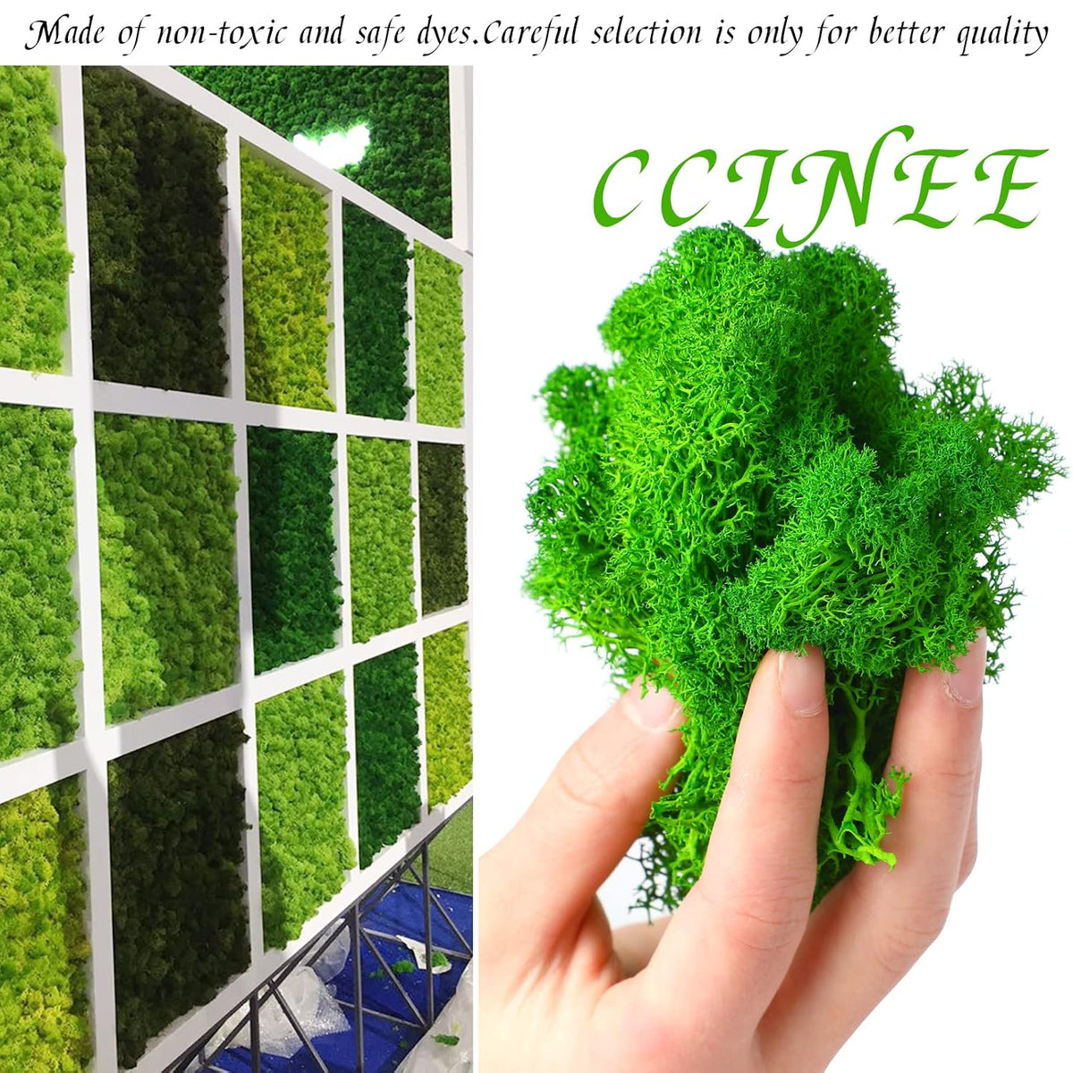 Moss Preserved, 4 OZ Fake Reindeer Moss for Potted Plants for Craft Arts Floral Wall Decor Wedding Centerpieces Fairy Garden Artificial Terrariums Decoration for Christmas(Black)