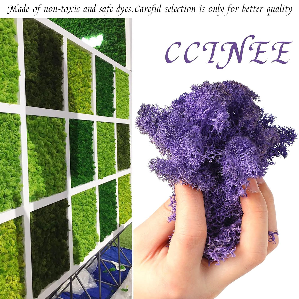 Moss Preserved, 4 OZ Fake Reindeer Moss for Potted Plants for Craft Arts Floral Wall Decor Wedding Centerpieces Fairy Garden Artificial Terrariums Decoration for Christmas(Black)