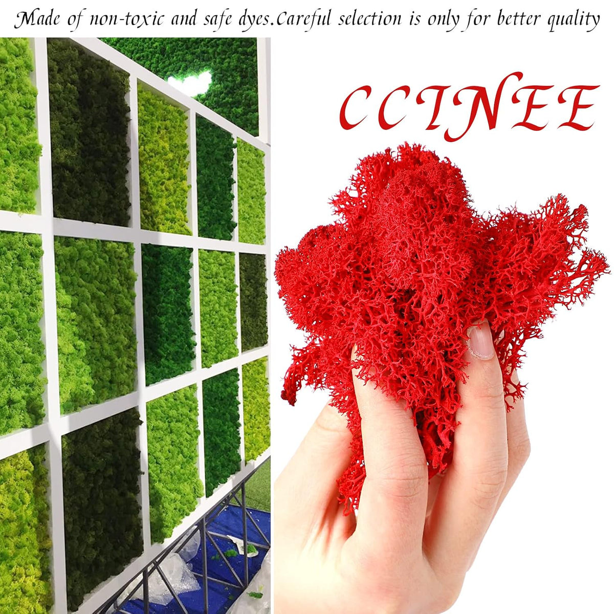 Moss Preserved, 4 OZ Fake Reindeer Moss for Potted Plants for Craft Arts Floral Wall Decor Wedding Centerpieces Fairy Garden Artificial Terrariums Decoration for Christmas(Black)