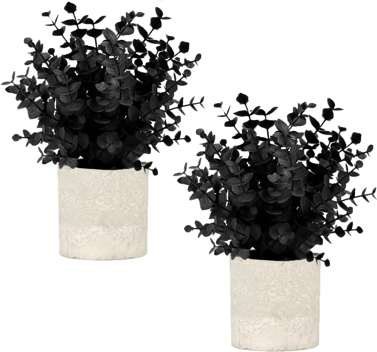 2 Pcs Small Fake Plants Eucalyptus, Artificial Plants Indoor for Shelf, Potted Eucalyptus Plants for Home/Bathroom/Pottery Barn/Desk/Farmhouse/Coffee Table Decor (Sage Green)