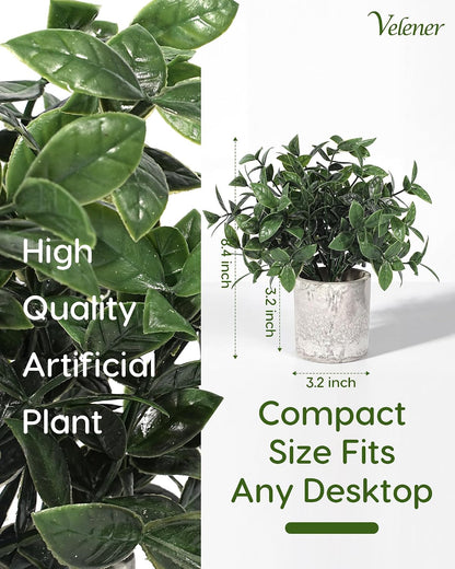 2 Pcs Small Fake Plants Eucalyptus, Artificial Plants Indoor for Shelf, Potted Eucalyptus Plants for Home/Bathroom/Pottery Barn/Desk/Farmhouse/Coffee Table Decor (Sage Green)