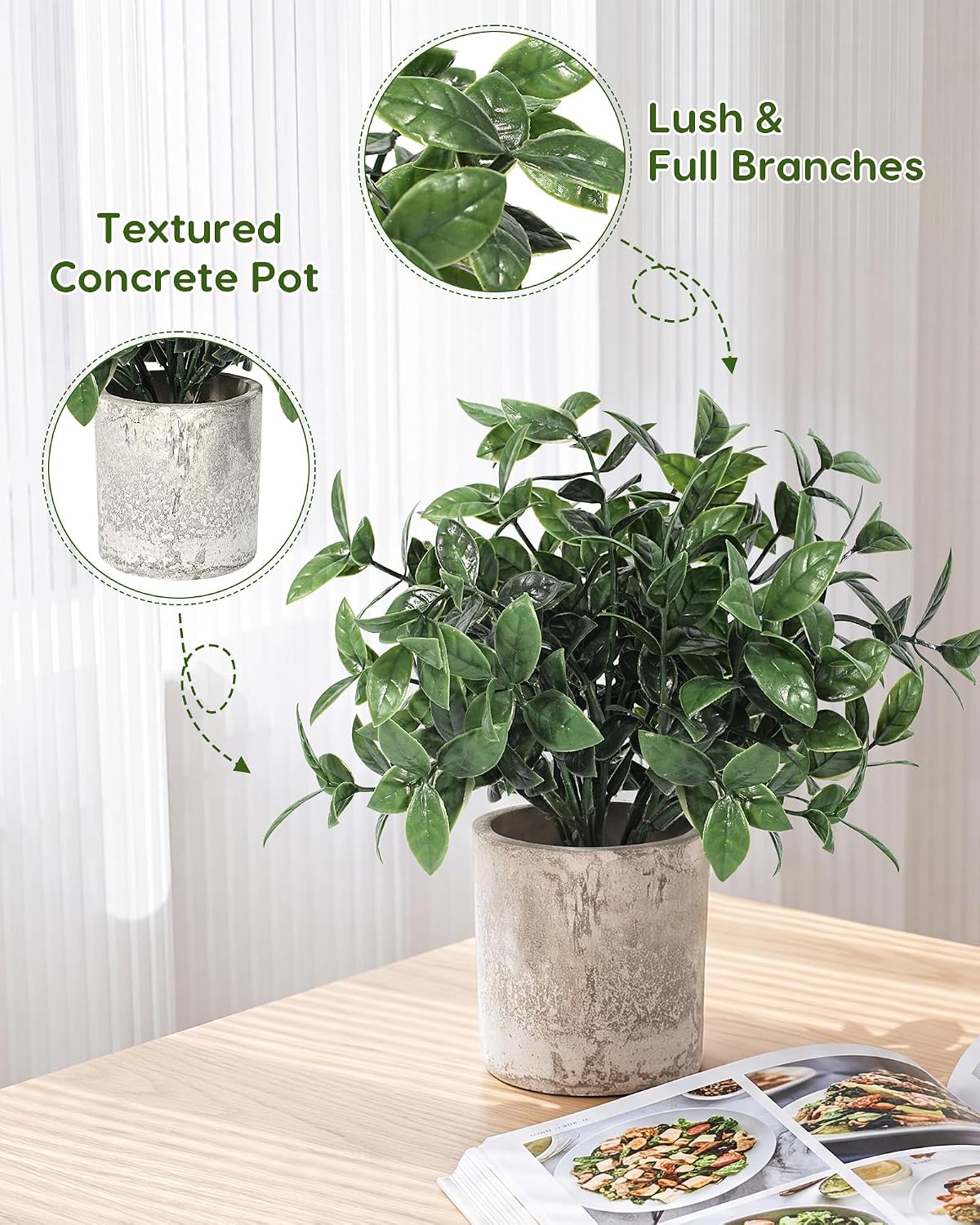 2 Pcs Small Fake Plants Eucalyptus, Artificial Plants Indoor for Shelf, Potted Eucalyptus Plants for Home/Bathroom/Pottery Barn/Desk/Farmhouse/Coffee Table Decor (Sage Green)