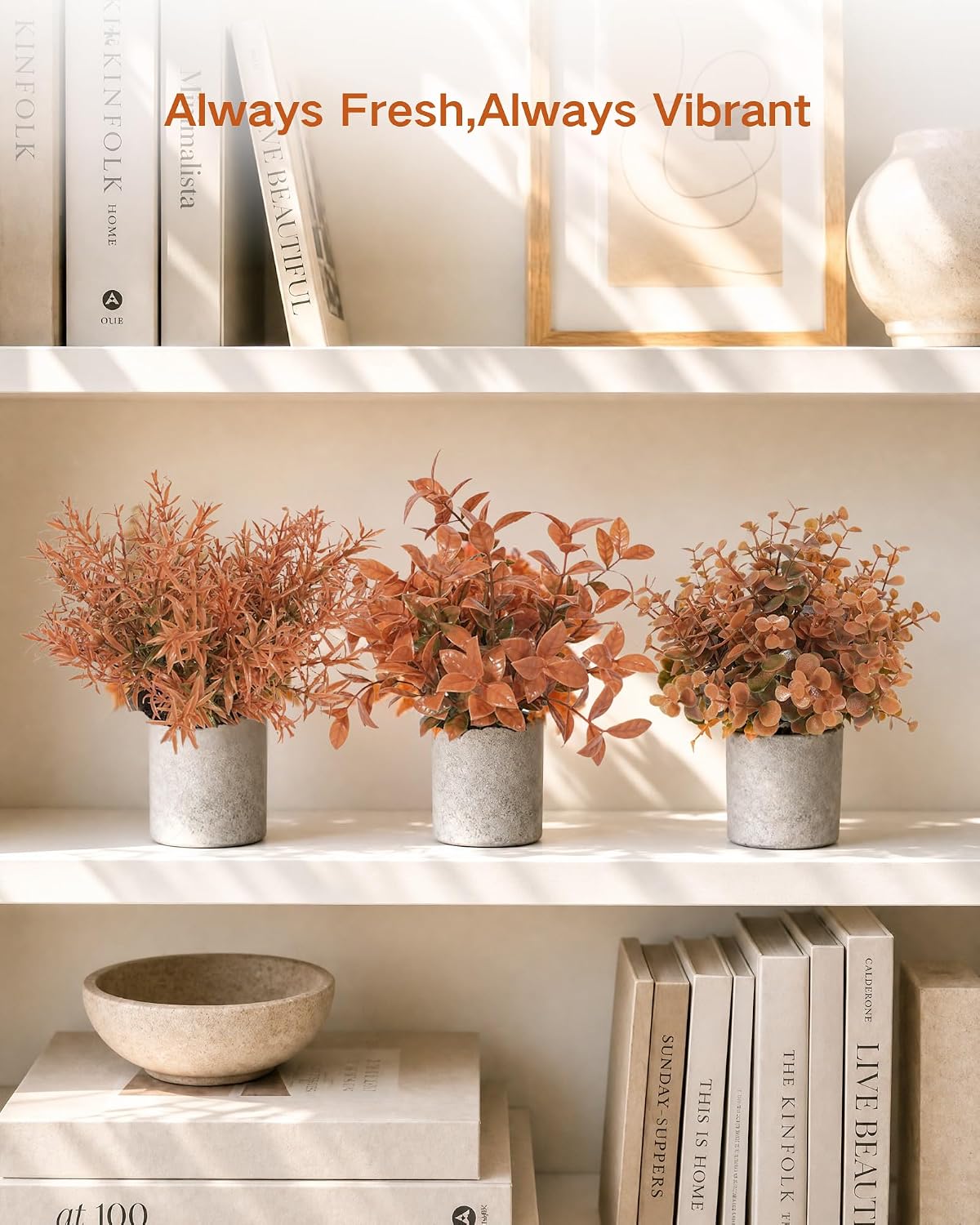 2 Pcs Small Fake Plants Eucalyptus, Artificial Plants Indoor for Shelf, Potted Eucalyptus Plants for Home/Bathroom/Pottery Barn/Desk/Farmhouse/Coffee Table Decor (Sage Green)