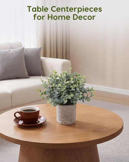 2 Pcs Small Fake Plants Eucalyptus, Artificial Plants Indoor for Shelf, Potted Eucalyptus Plants for Home/Bathroom/Pottery Barn/Desk/Farmhouse/Coffee Table Decor (Sage Green)