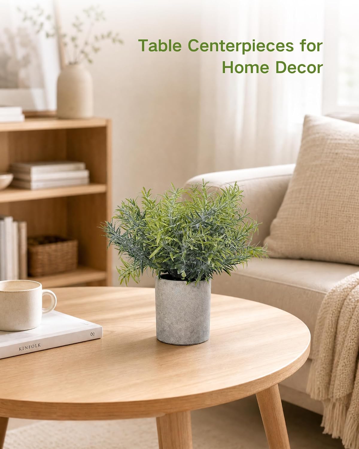 2 Pcs Small Fake Plants Eucalyptus, Artificial Plants Indoor for Shelf, Potted Eucalyptus Plants for Home/Bathroom/Pottery Barn/Desk/Farmhouse/Coffee Table Decor (Sage Green)